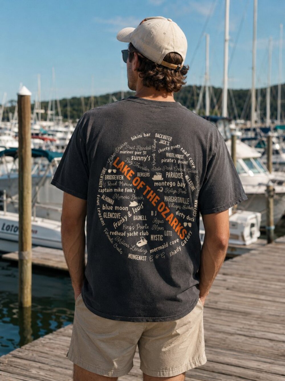 Lake of the Ozarks T-Shirt Landmarks & Marinas Graphics Upcycled Cotton Size L